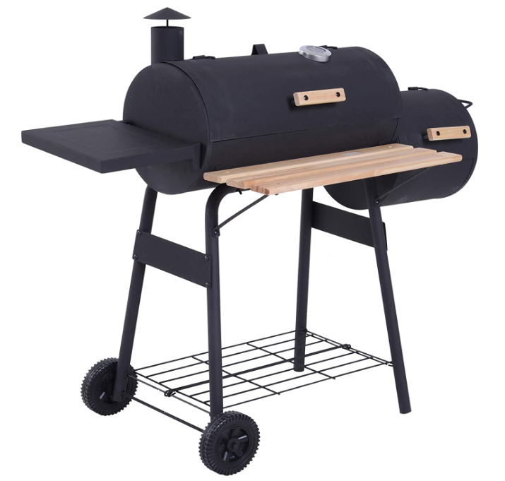 Outsunny Steel Portable Backyard Charcoal BBQ Grill and Offset Smoker